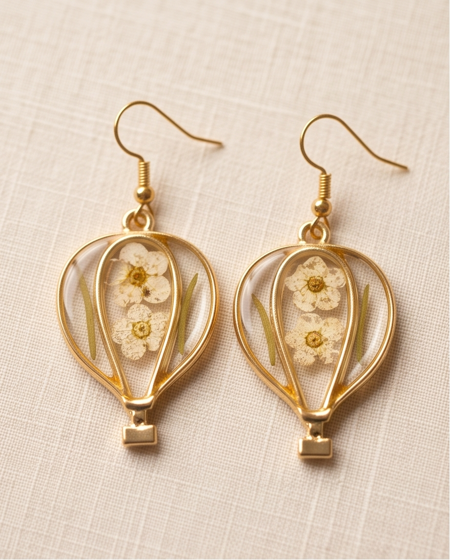 Hot air balloon flower resin Earrings