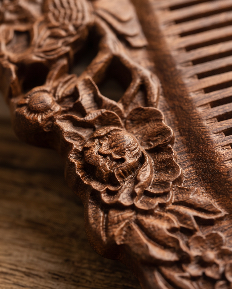 Sandalwood Bird and flowers comb