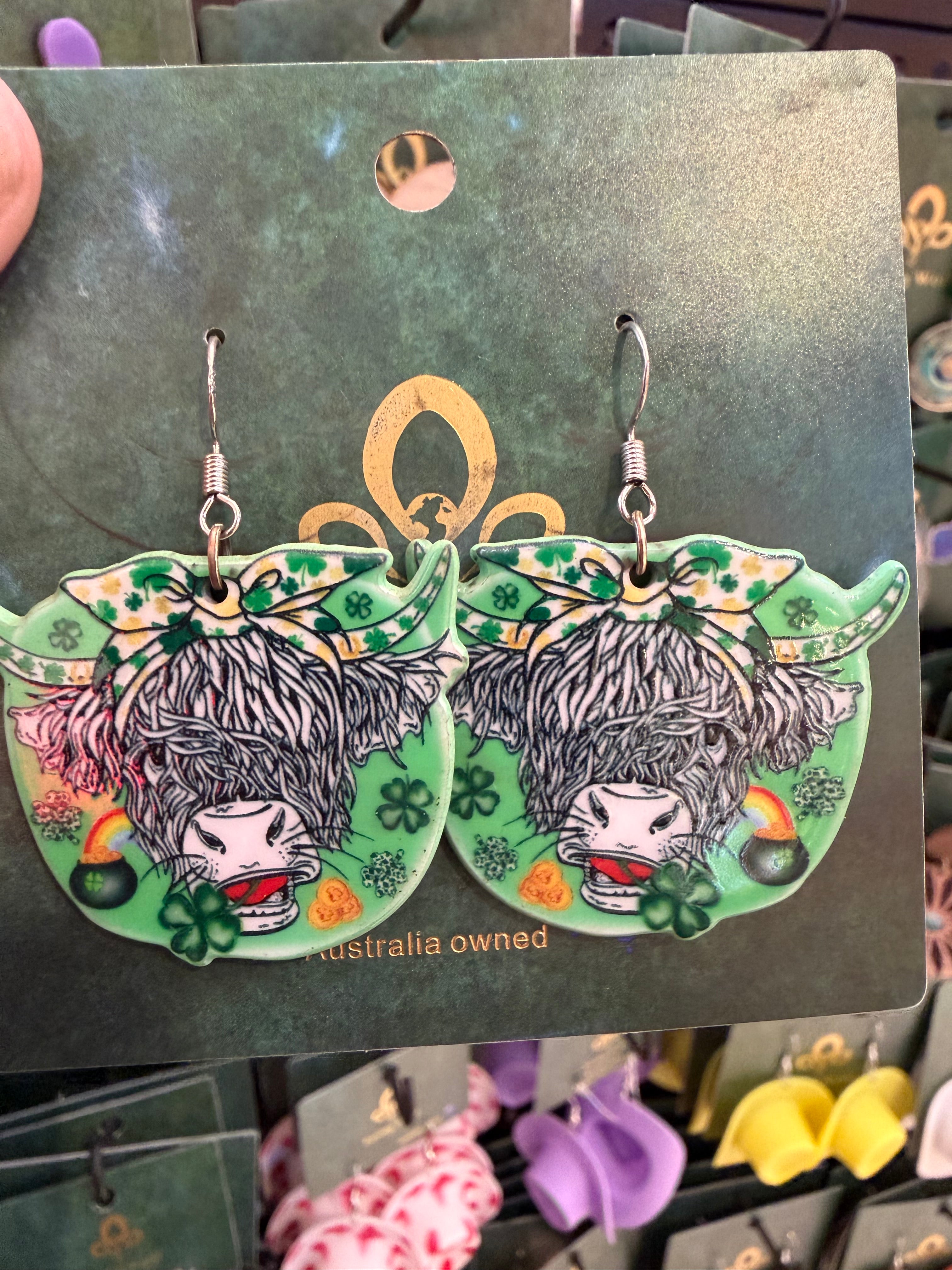 Stainless Steel Acrylic St Patrick’s Day Earrings Australia