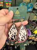 Stainless Steel Wooden Cow hide Earrings Australia
