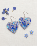 Blue Flower hearts Earrings
