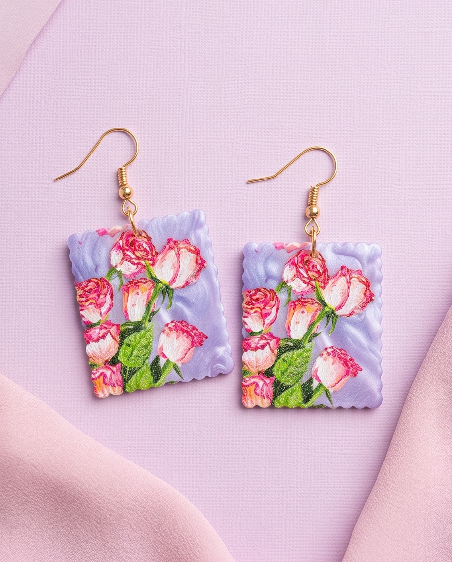 Art Deco rose Earrings