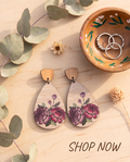 Wooden Rose Drop Earrings