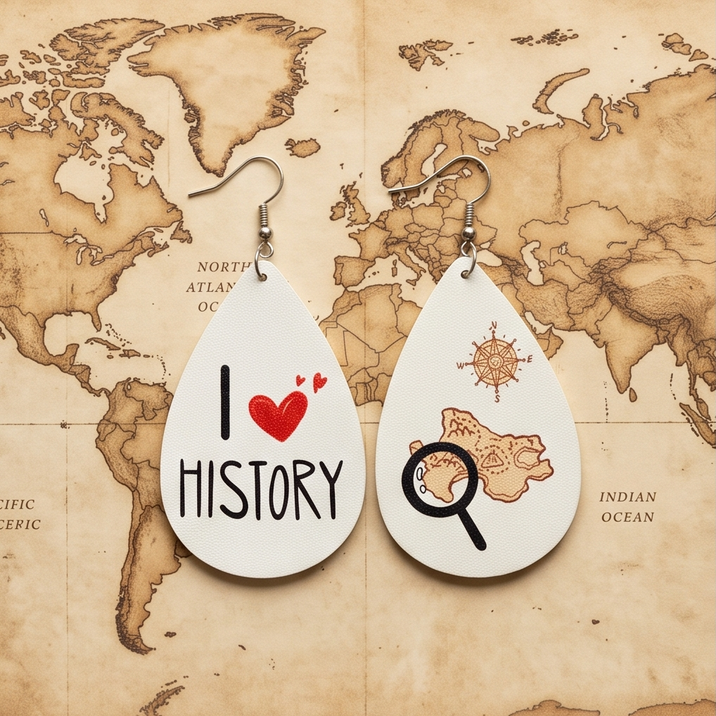 Hypoallergenic Stainless Steel I love History Earrings Australia