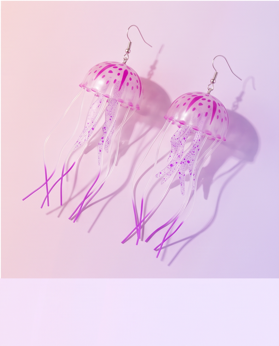 Large Rubber Jelly Fish Earrings