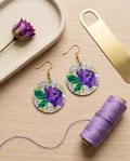 Stain glass purple flower Earrings