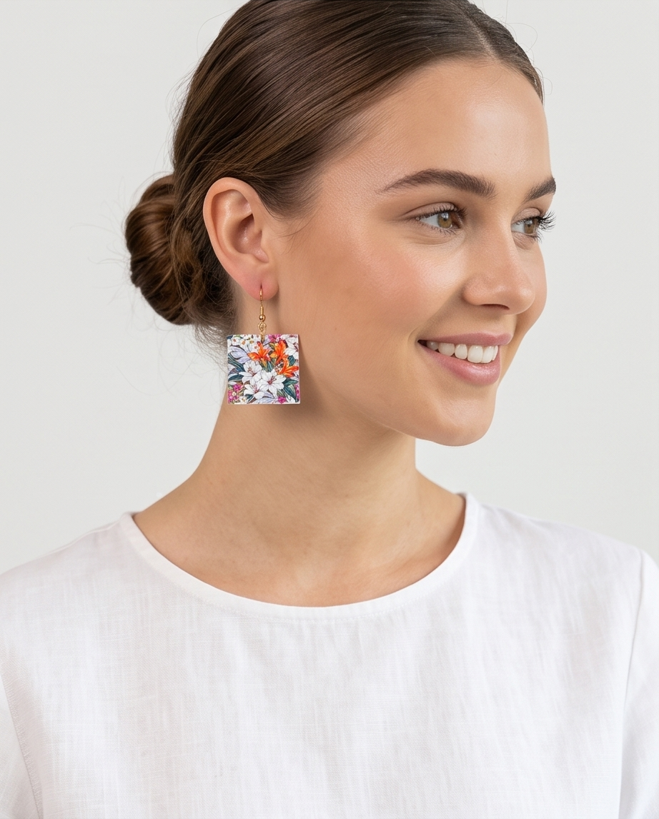Flower tile Earrings