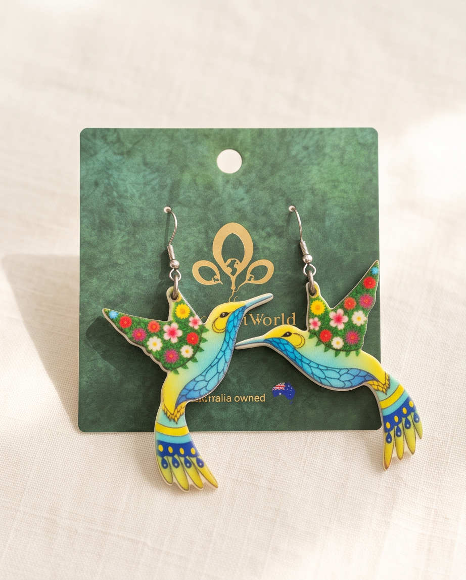 Flower Hummingbird Earrings