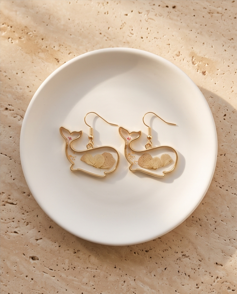 Whale flower resin Earrings