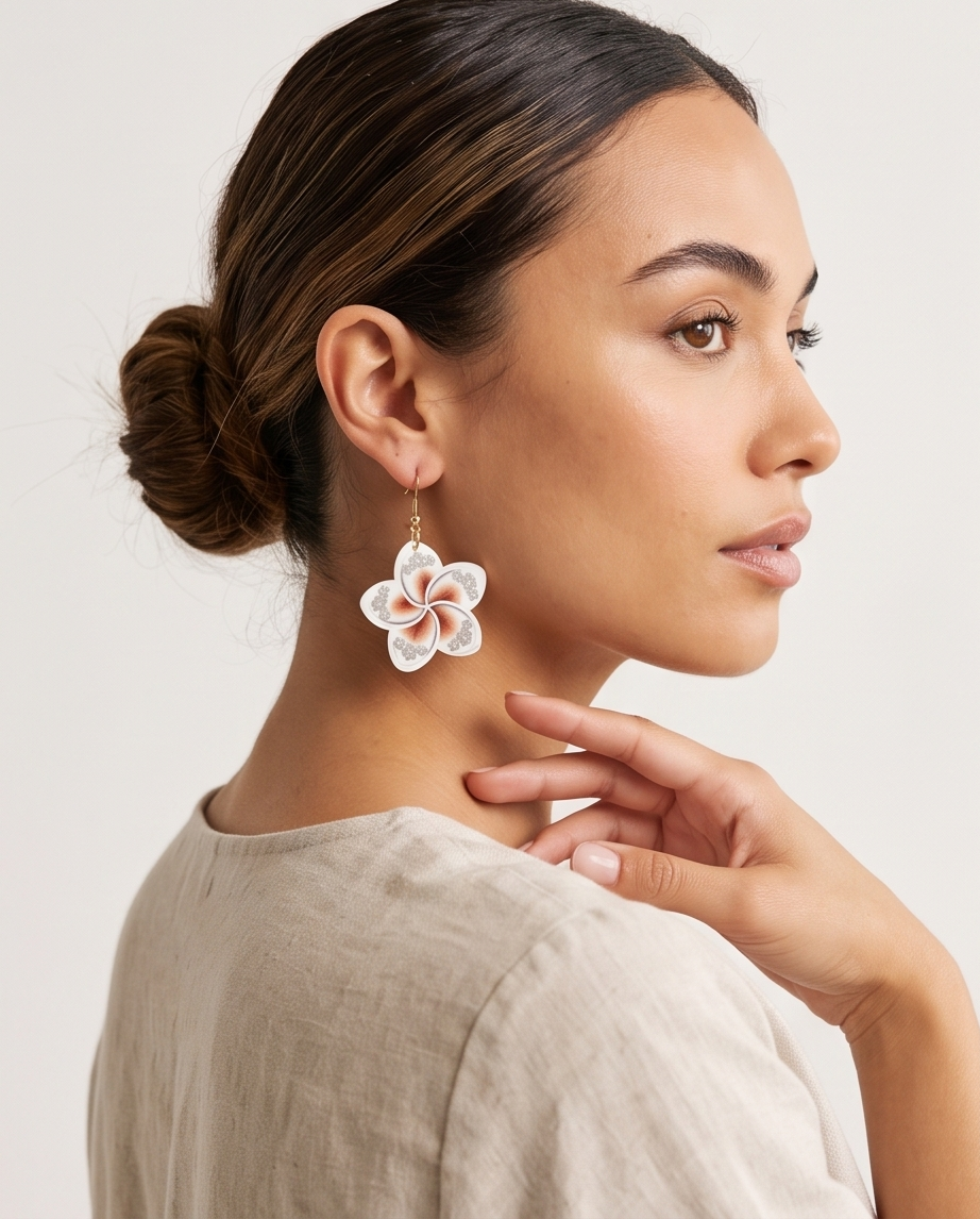 White Frangipani flower Earrings
