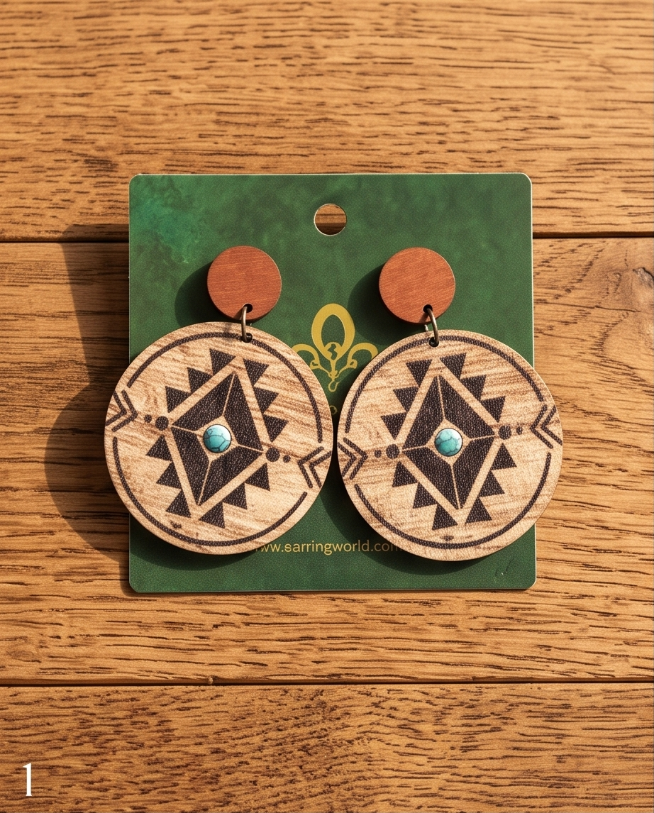 Aztec style circle Earrings