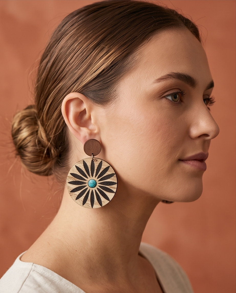Flower style circle Earrings