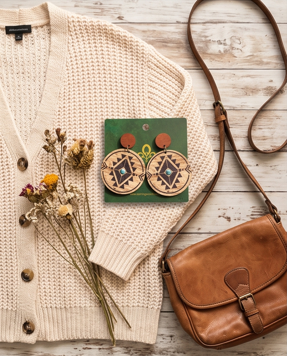 Aztec style circle Earrings