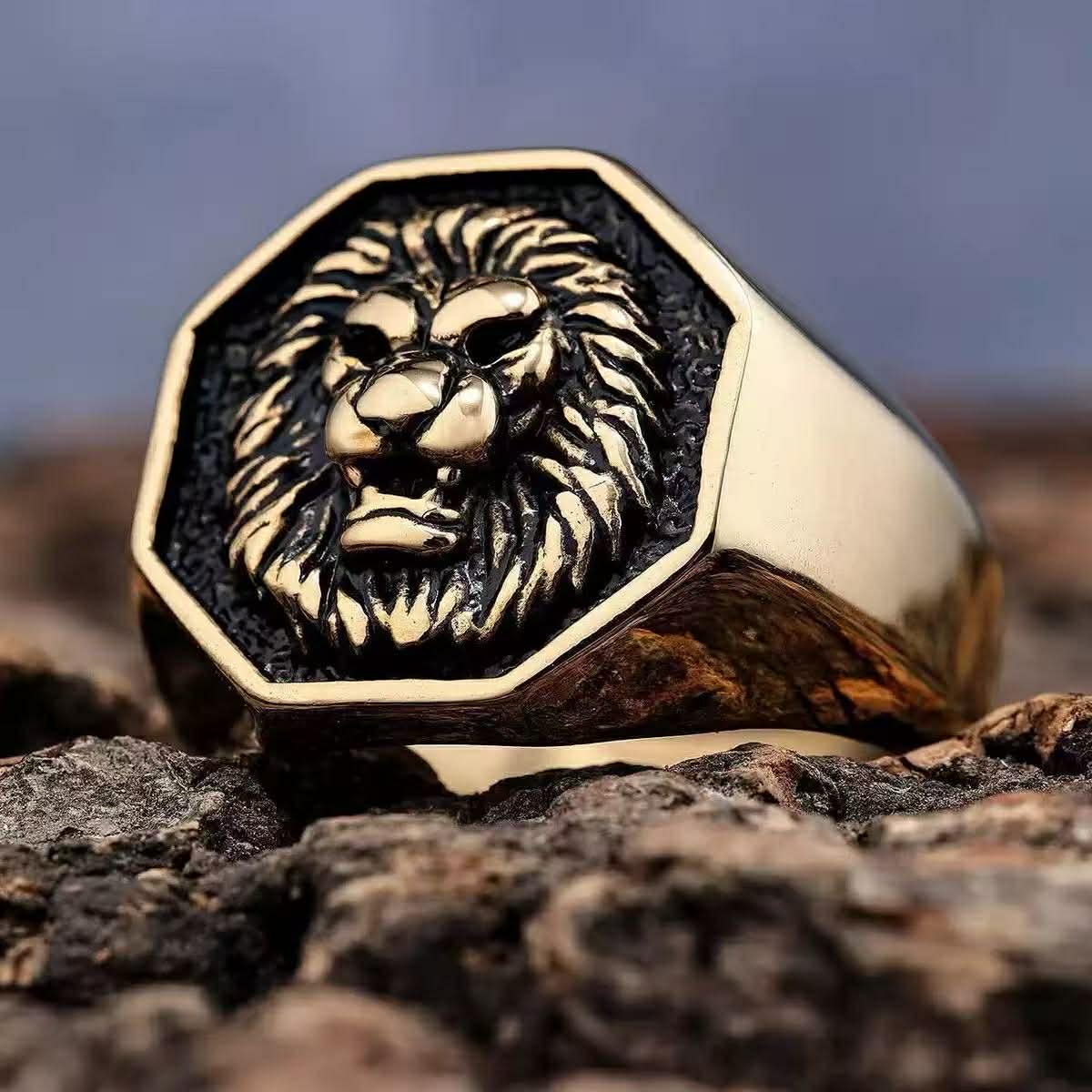 Lion Head Signet Ring – Stainless Steel Statement Ring