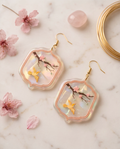 Marble sparrow and blossom Earrings