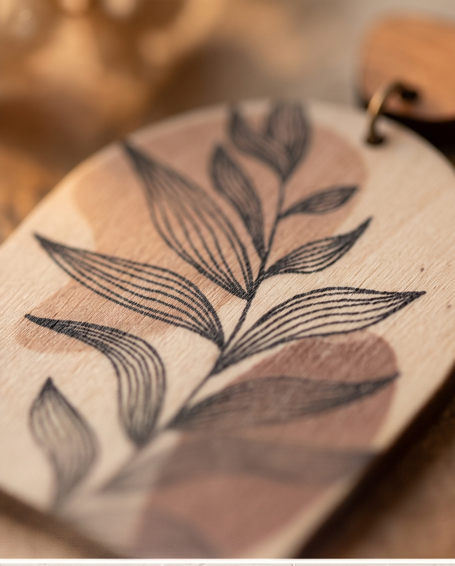 Wooden white leaf drop Earrings