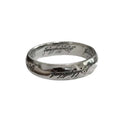 Elven Script Stainless Steel Ring – Fantasy Engraved Band