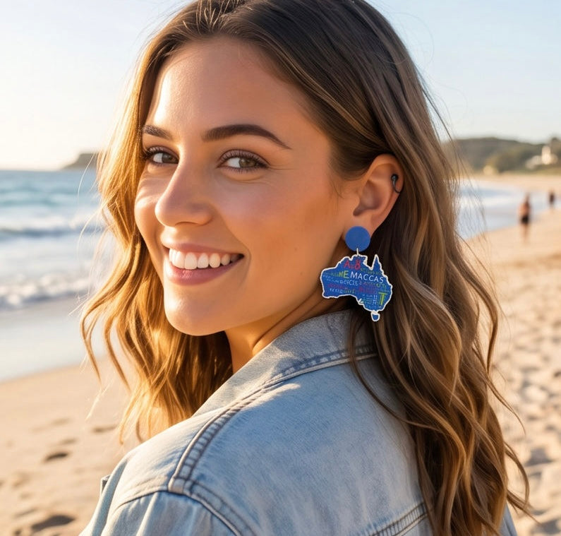 Stainless Steel Acrylic Australia Word Earrings Australia