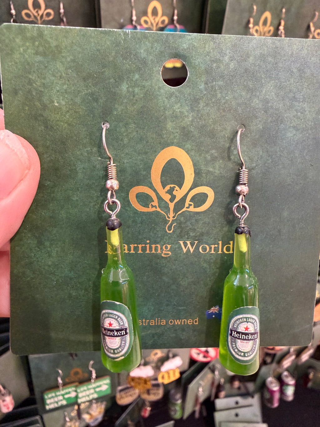 Stainless Steel Heineken Beer Earrings Australia