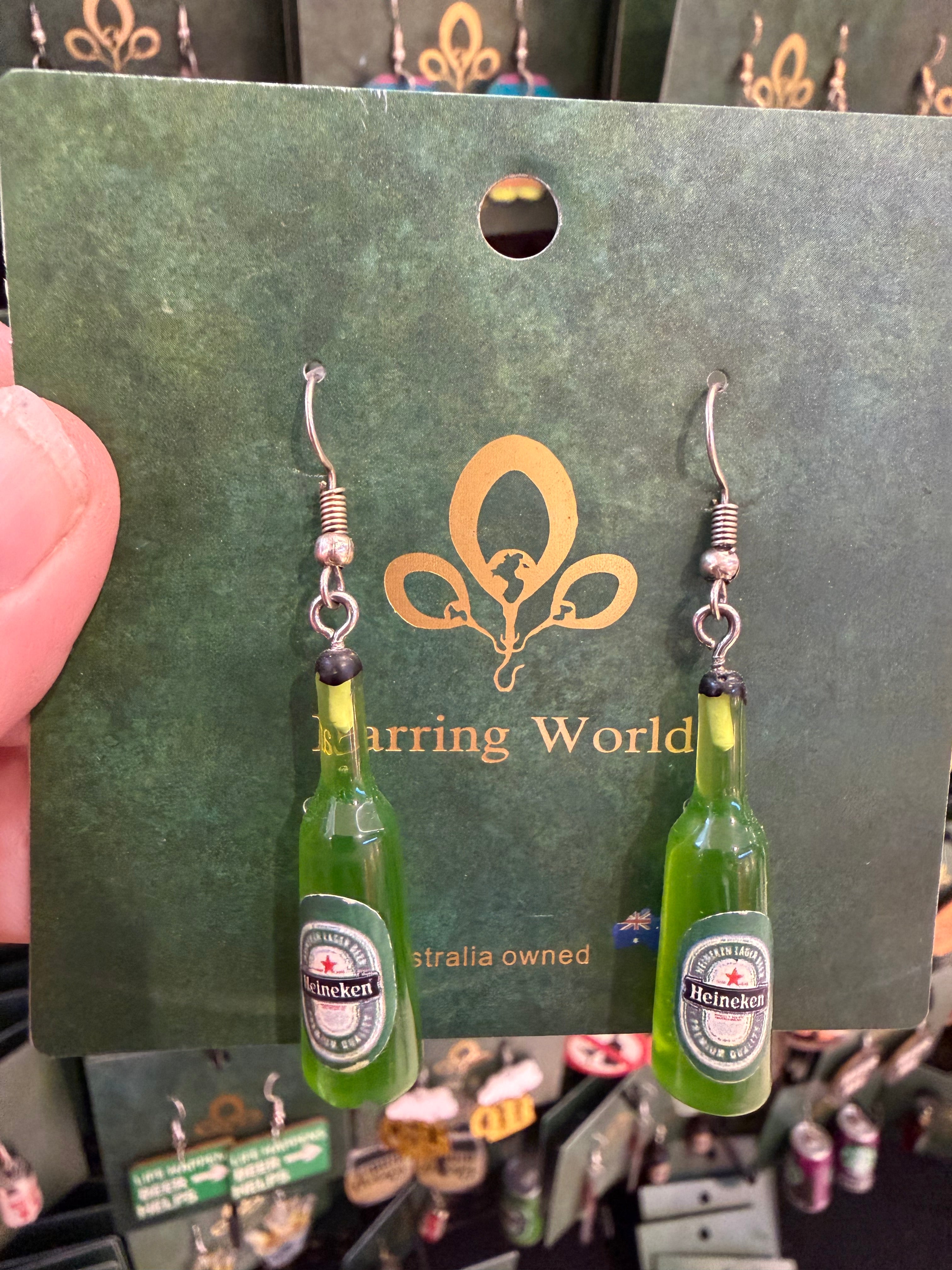 Stainless Steel Heineken Beer Earrings Australia