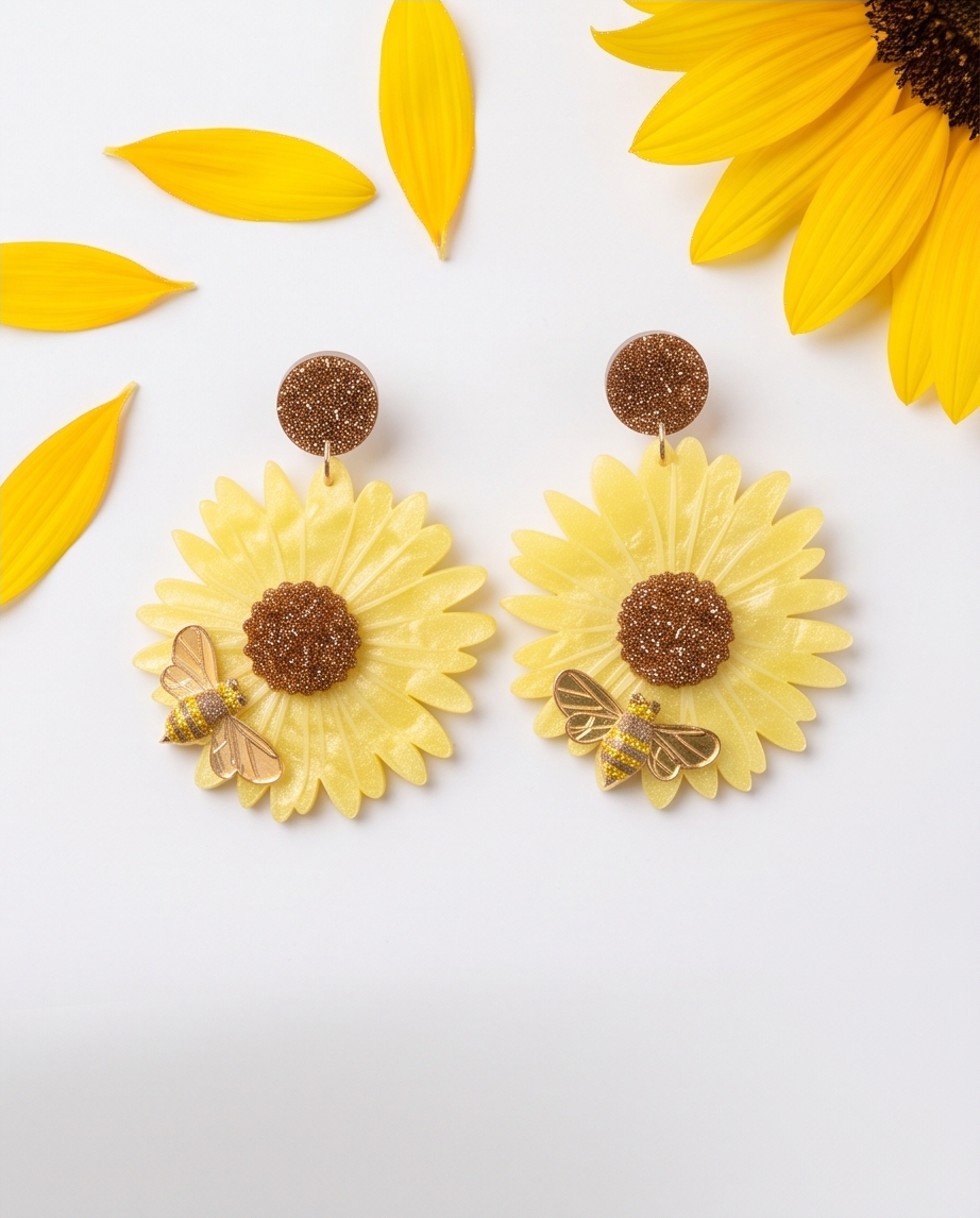 Flower and bee Earrings
