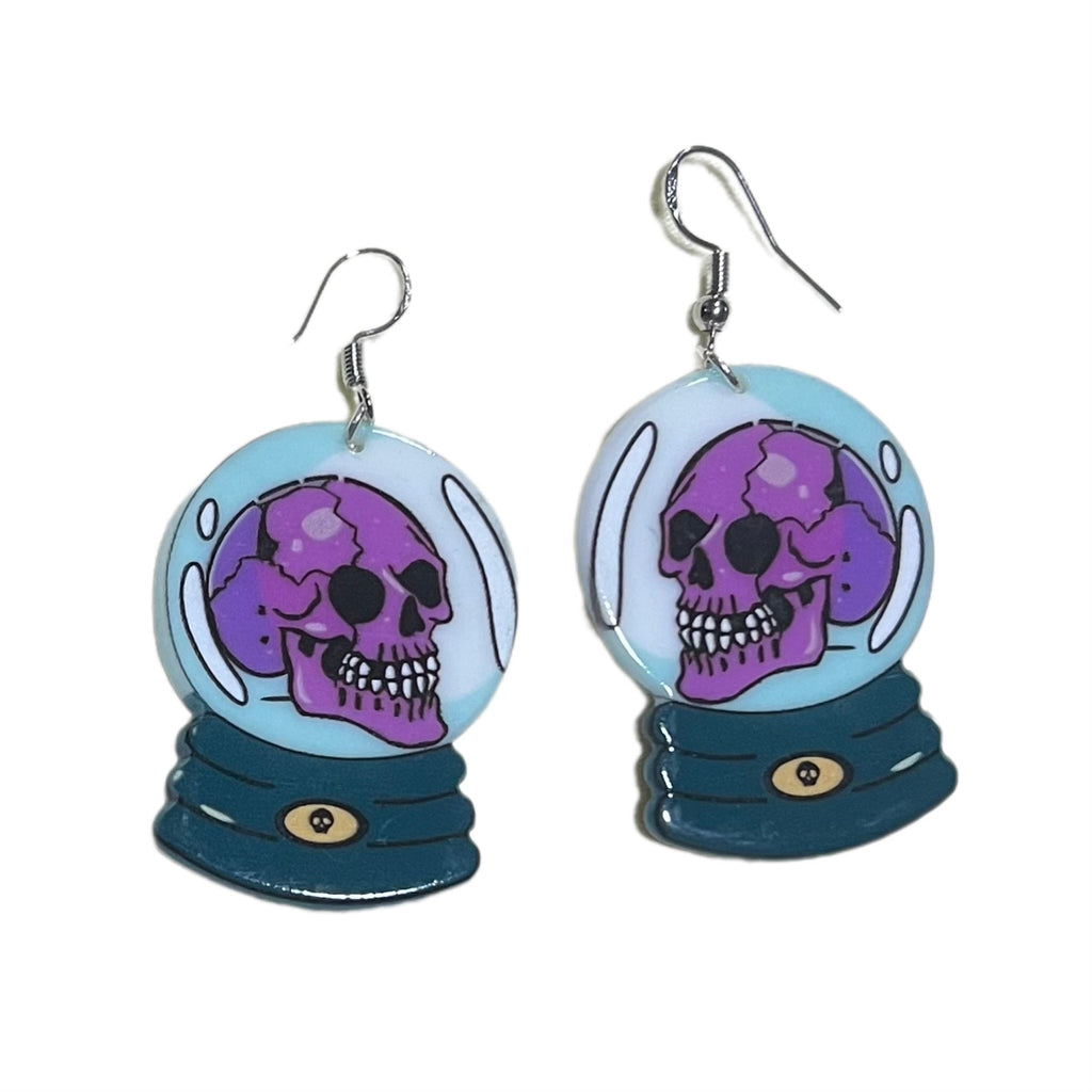 Skull crystal ball Earrings