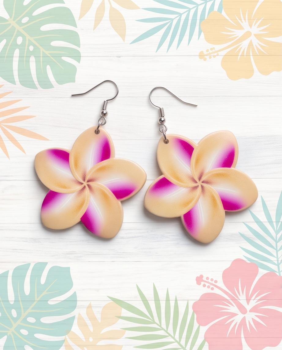 Cream Frangipani flower Earrings