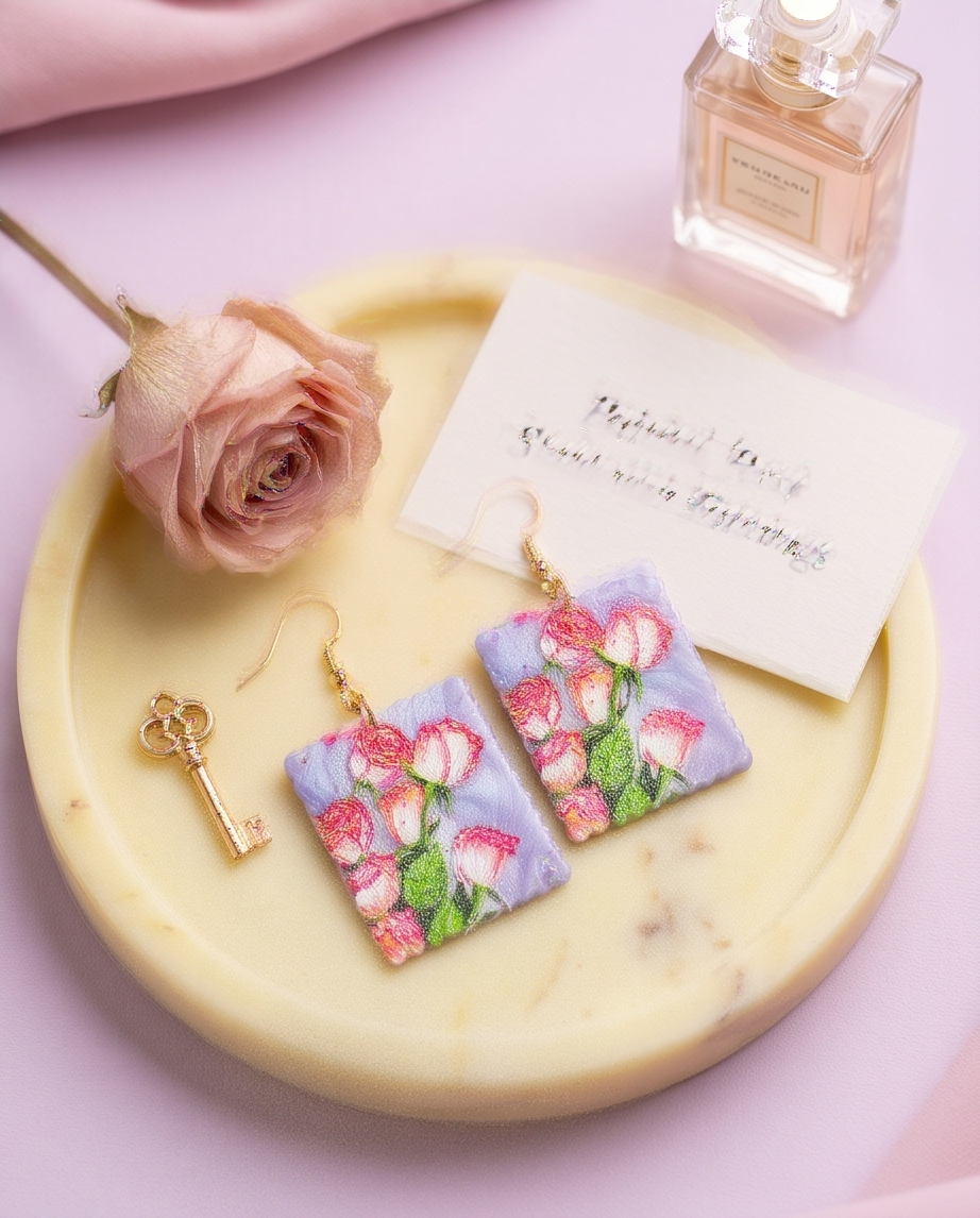 Art Deco rose Earrings
