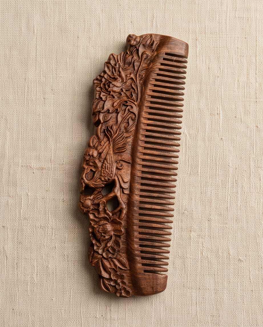 Sandalwood Bird and flowers comb