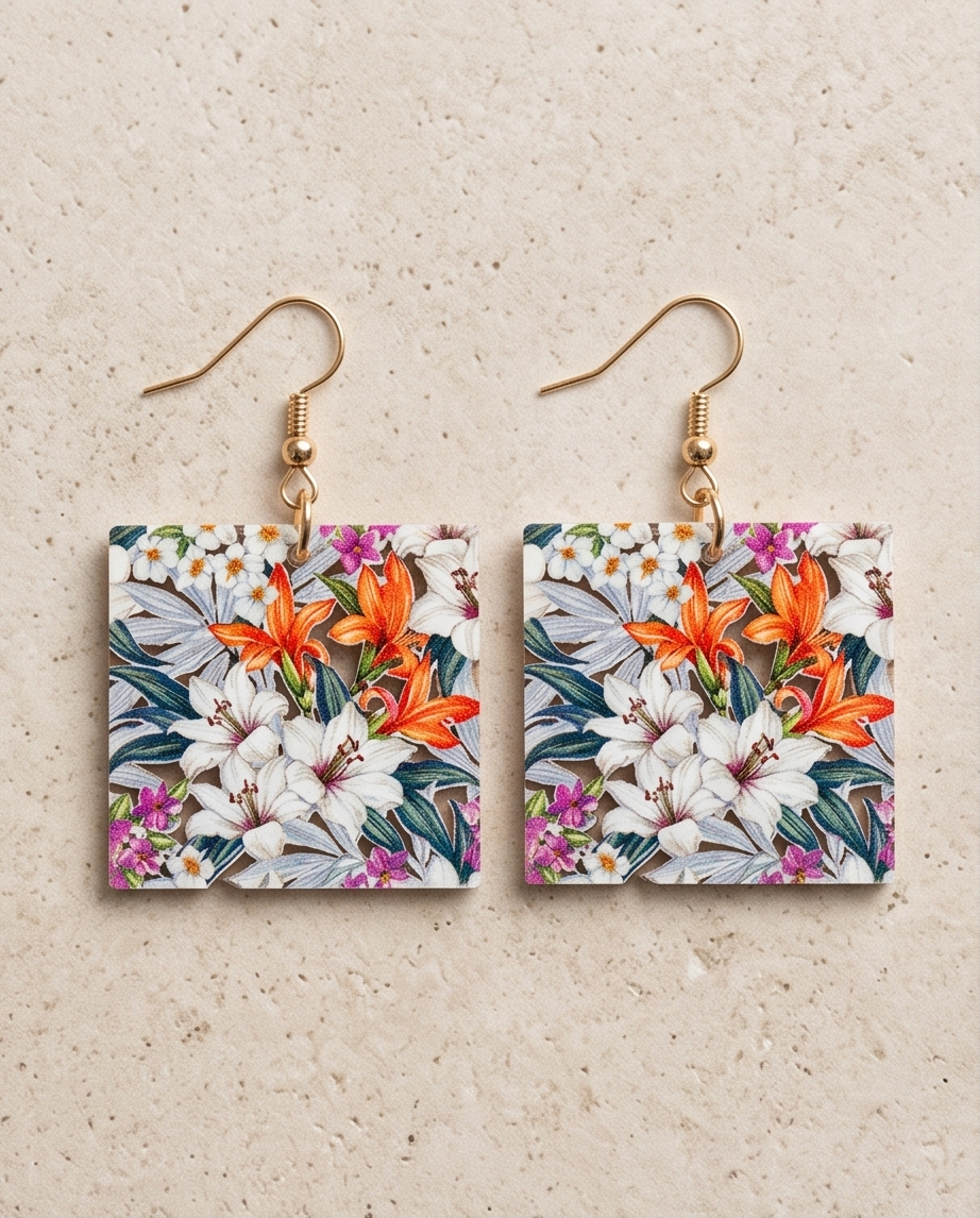 Flower tile Earrings