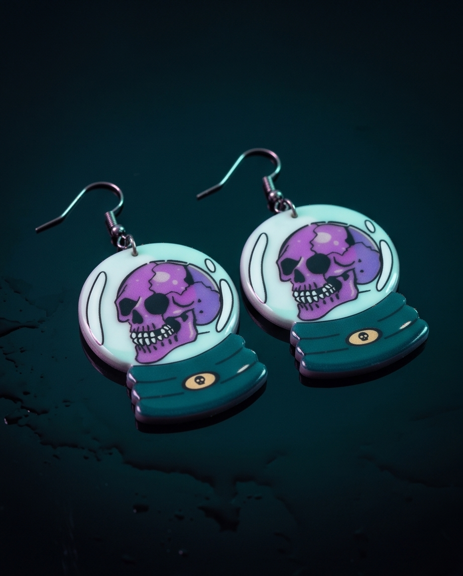Skull crystal ball Earrings