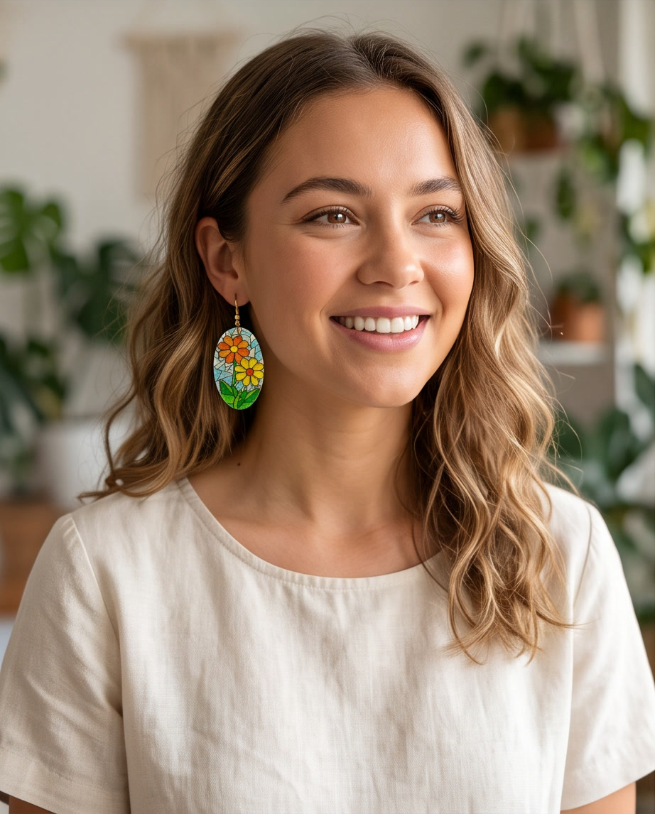 Stain glass flower Earrings