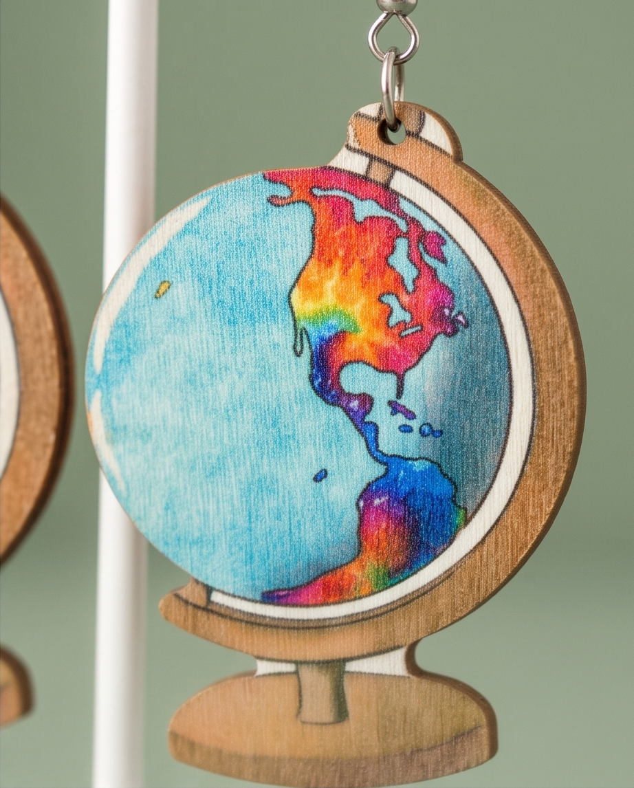 Hypoallergenic Stainless Steel World Globe Earrings Australia