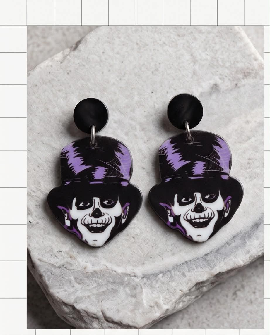 Skeleton Top Hat Earrings