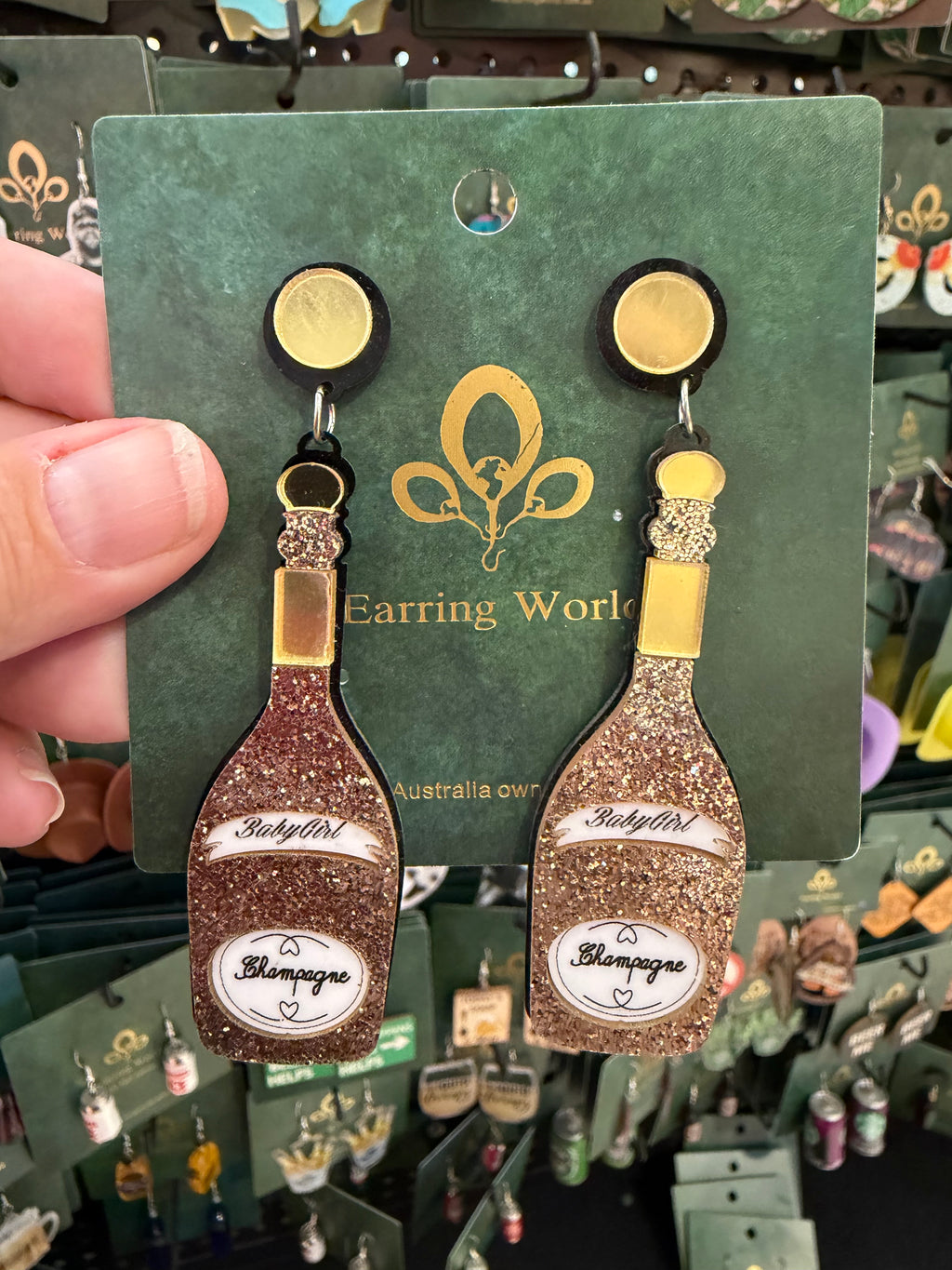 Stainless Steel Acrylic Champagne Bottle Earrings Australia