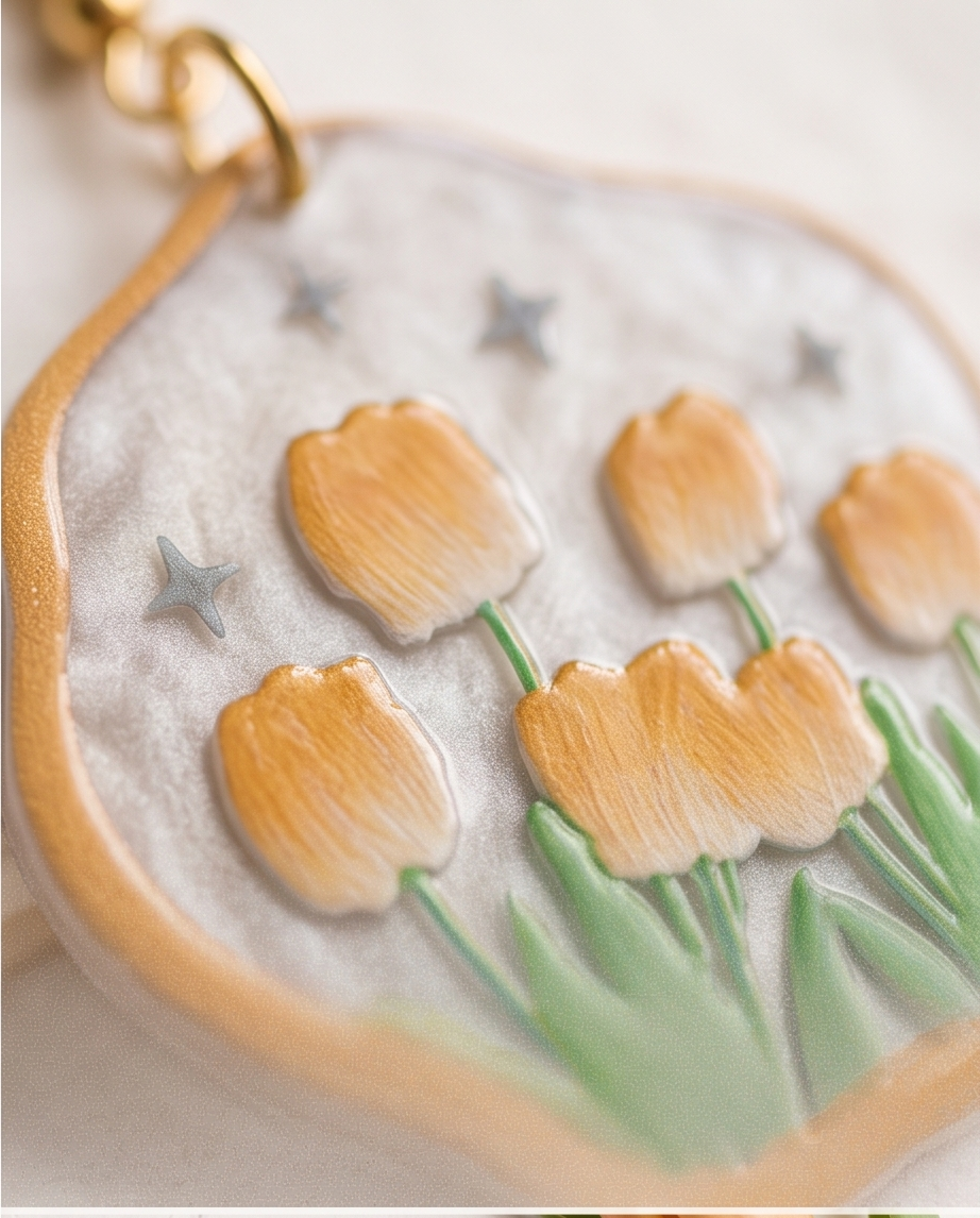 Marble yellow Tulip Earrings
