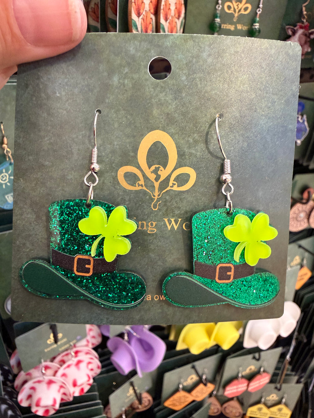 Stainless Steel Acrylic St Patrick’s Day Earrings Australia