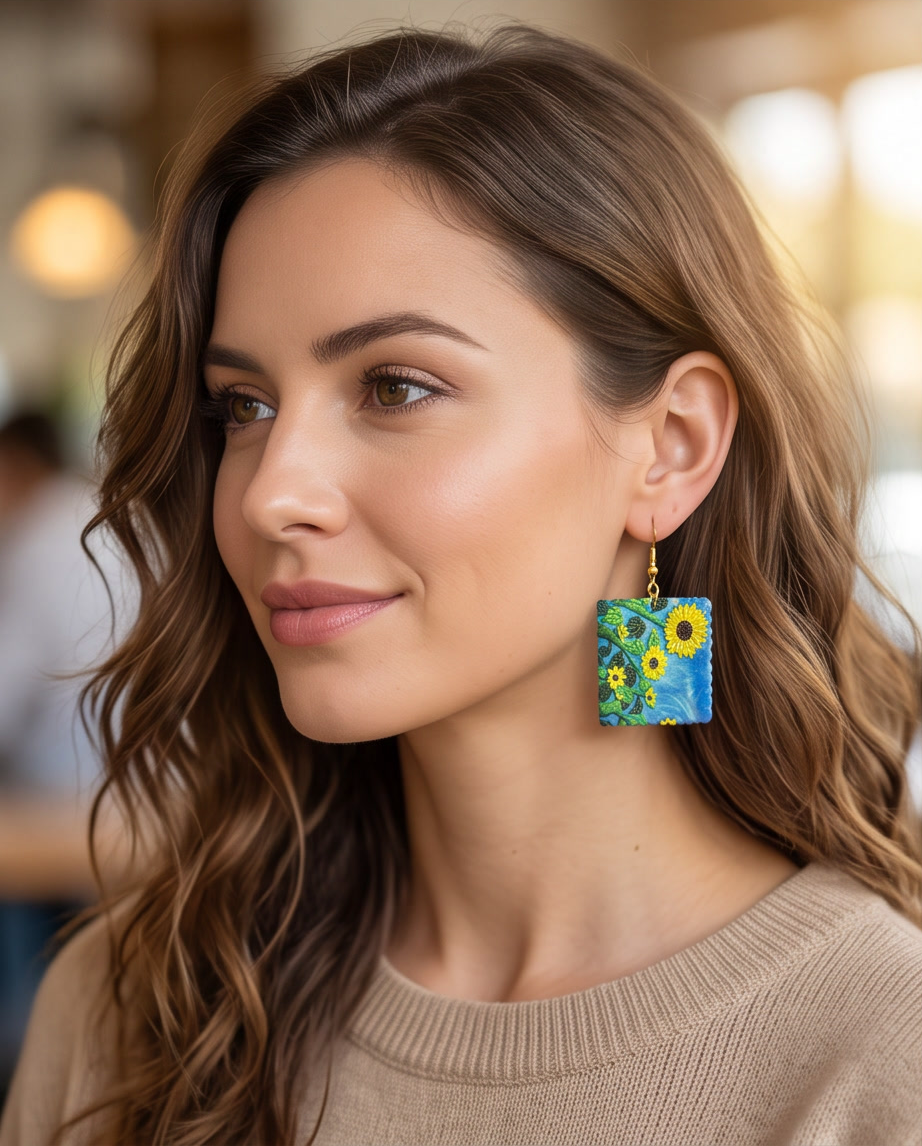 Art Deco sunflower Earrings