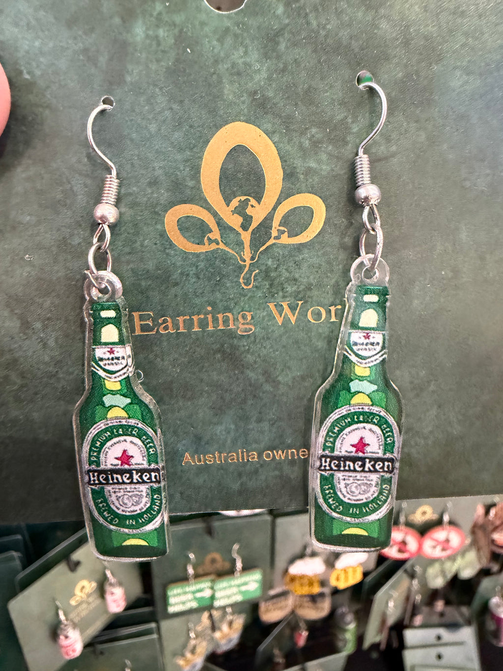 Stainless Steel Heineken Beer Earrings Australia