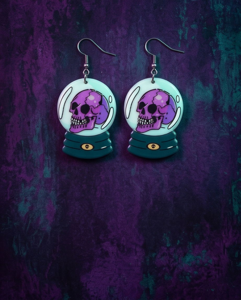 Skull crystal ball Earrings