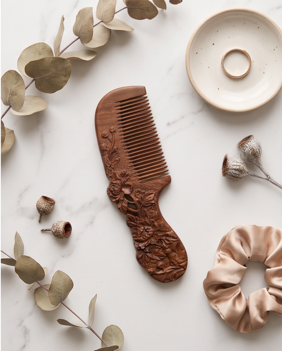 Sandalwood Flower brush comb