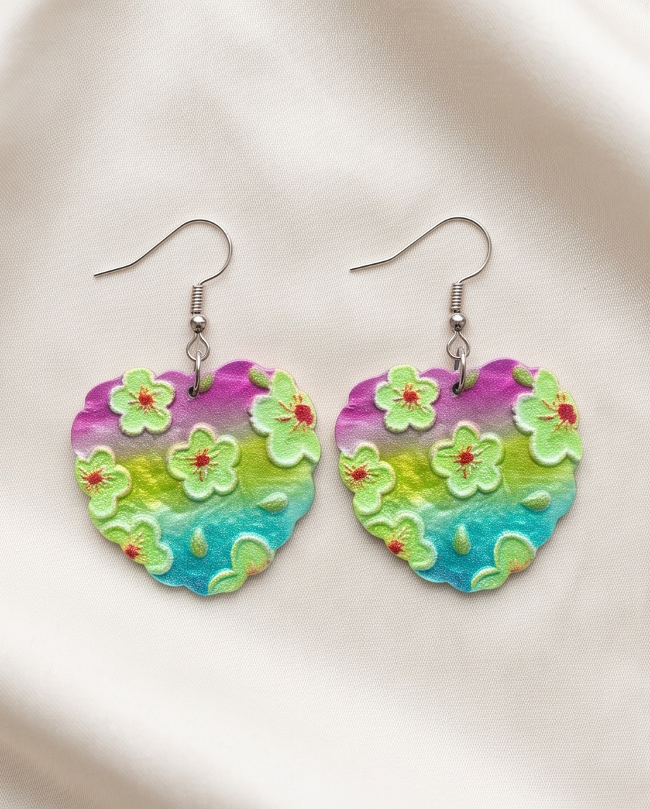 Rainbow Flower hearts Earrings