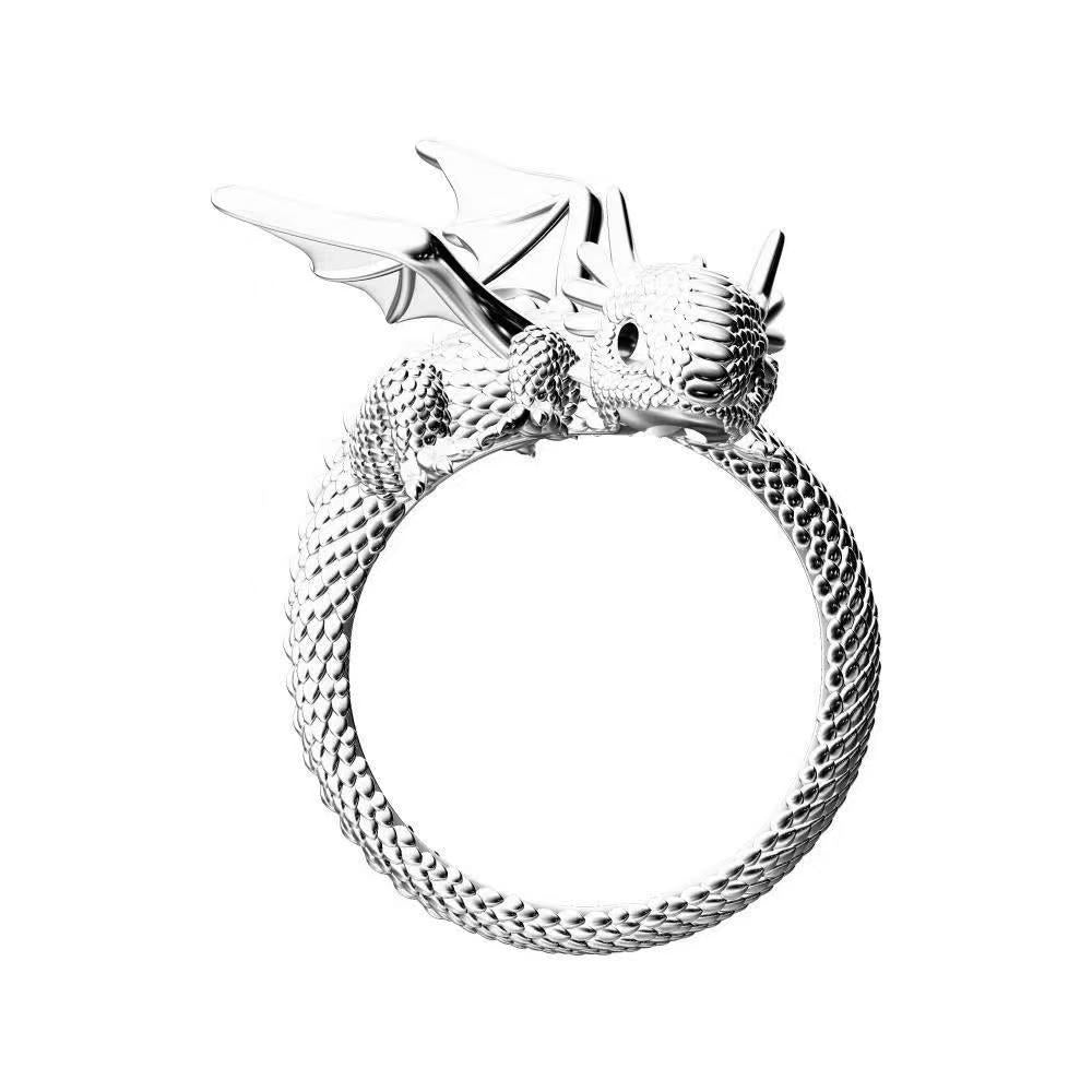 Stainless Steel Dragon Wrap Adjustable Ring | Gothic Fantasy Jewelry Australia