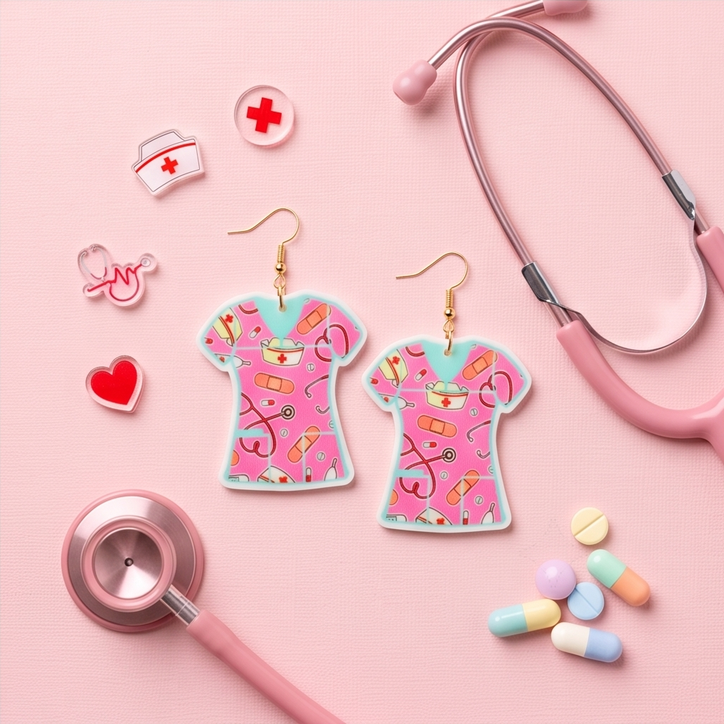 Hypoallergenic Stainless Steel Acrylic Nurse Uniform Earrings Australia