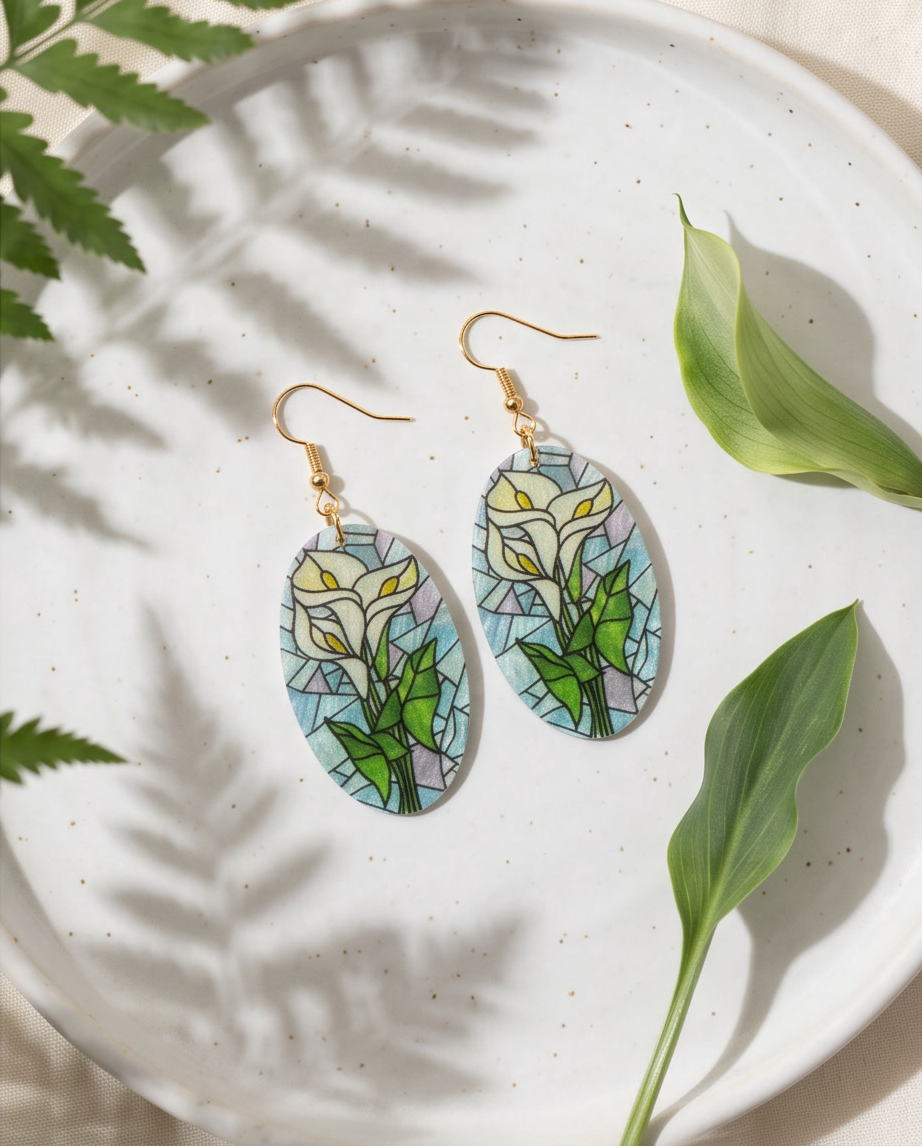 Stain glass Lily Earrings