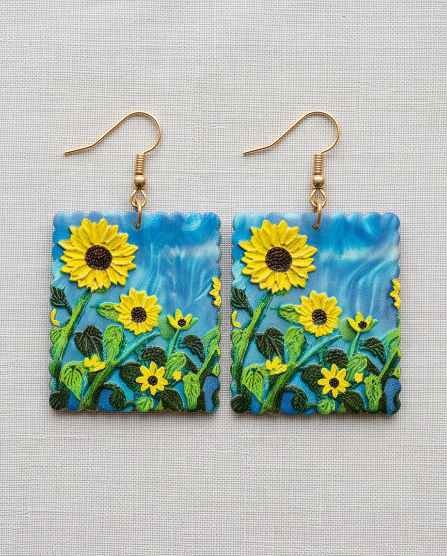 Art Deco sunflower Earrings