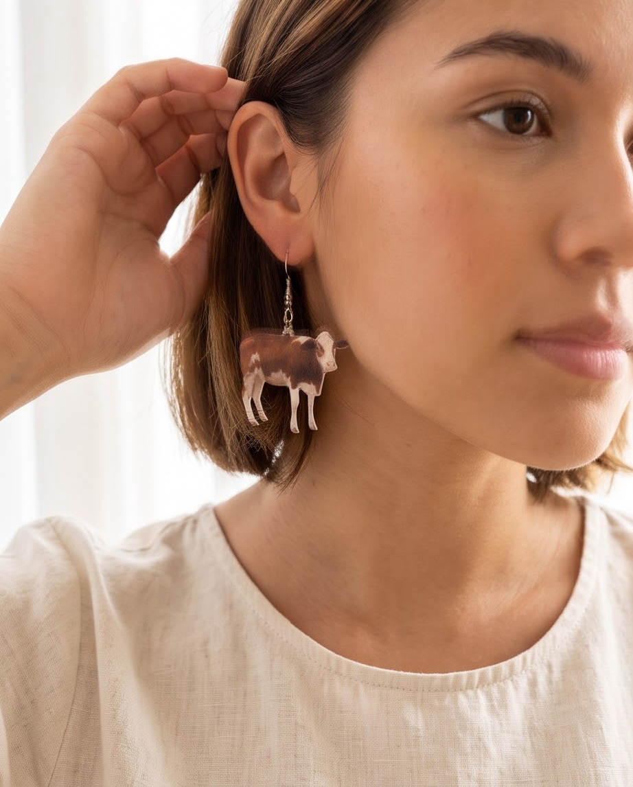 Small Whole Cow Earrings