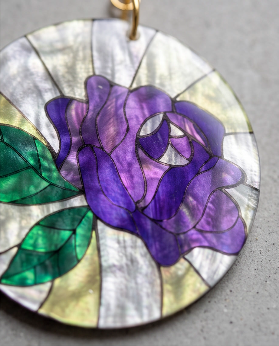 Stain glass purple flower Earrings