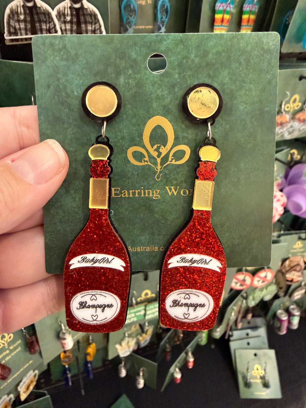 Stainless Steel Acrylic Champagne Bottle Earrings Australia