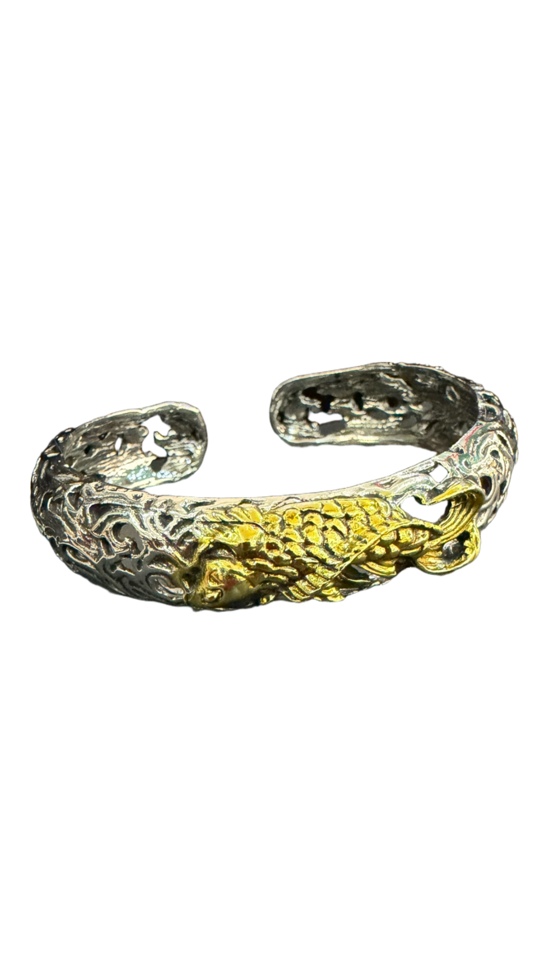 Stainless Steel & Gold carp Fish Bangle